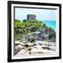 ¡Viva Mexico! Square Collection - Tulum Ruins along Caribbean Coastline with Iguana III-Philippe Hugonnard-Framed Photographic Print