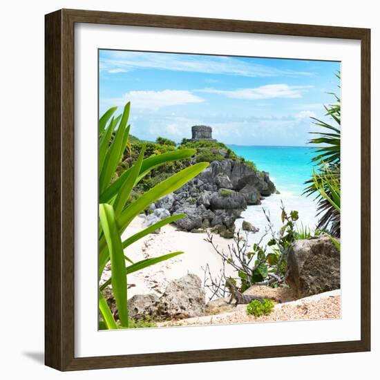 ¡Viva Mexico! Square Collection - Tulum Ruins along Caribbean Coastline with Iguana-Philippe Hugonnard-Framed Photographic Print