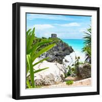 ¡Viva Mexico! Square Collection - Tulum Ruins along Caribbean Coastline with Iguana-Philippe Hugonnard-Framed Photographic Print