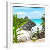 ¡Viva Mexico! Square Collection - Tulum Ruins along Caribbean Coastline with Iguana-Philippe Hugonnard-Framed Photographic Print