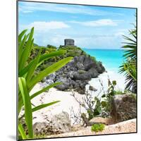 ¡Viva Mexico! Square Collection - Tulum Ruins along Caribbean Coastline with Iguana-Philippe Hugonnard-Mounted Photographic Print