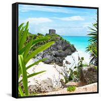 ¡Viva Mexico! Square Collection - Tulum Ruins along Caribbean Coastline with Iguana-Philippe Hugonnard-Framed Stretched Canvas