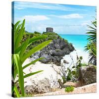 ¡Viva Mexico! Square Collection - Tulum Ruins along Caribbean Coastline with Iguana-Philippe Hugonnard-Stretched Canvas