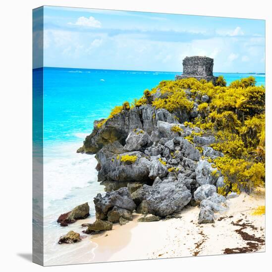 ¡Viva Mexico! Square Collection - Tulum Ruins along Caribbean Coastline XI-Philippe Hugonnard-Stretched Canvas