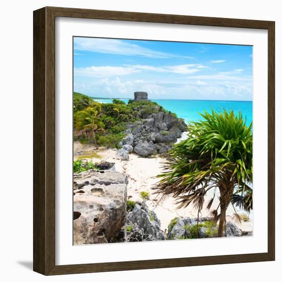 ¡Viva Mexico! Square Collection - Tulum Ruins along Caribbean Coastline-Philippe Hugonnard-Framed Photographic Print