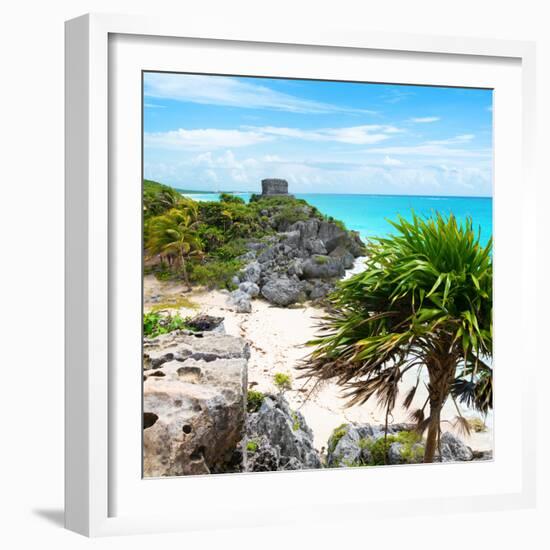 ¡Viva Mexico! Square Collection - Tulum Ruins along Caribbean Coastline-Philippe Hugonnard-Framed Photographic Print