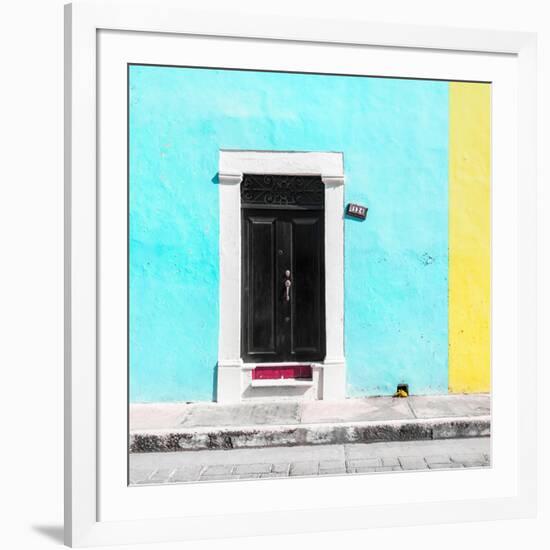 ¡Viva Mexico! Square Collection - Turquoise and Yellow Facade - Campeche-Philippe Hugonnard-Framed Photographic Print