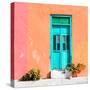 ¡Viva Mexico! Square Collection - Turquoise Door & Coral Wall in Campeche-Philippe Hugonnard-Stretched Canvas