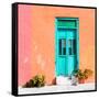 ¡Viva Mexico! Square Collection - Turquoise Door & Coral Wall in Campeche-Philippe Hugonnard-Framed Stretched Canvas