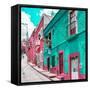 ¡Viva Mexico! Square Collection - Turquoise & Pink Facades of Guanajuato-Philippe Hugonnard-Framed Stretched Canvas