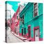 ¡Viva Mexico! Square Collection - Turquoise & Pink Facades of Guanajuato-Philippe Hugonnard-Stretched Canvas