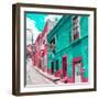 ¡Viva Mexico! Square Collection - Turquoise & Pink Facades of Guanajuato-Philippe Hugonnard-Framed Photographic Print