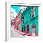 ¡Viva Mexico! Square Collection - Turquoise & Pink Facades of Guanajuato-Philippe Hugonnard-Framed Photographic Print