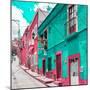 ¡Viva Mexico! Square Collection - Turquoise & Pink Facades of Guanajuato-Philippe Hugonnard-Mounted Photographic Print