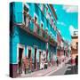 ¡Viva Mexico! Square Collection - Turquoise Street in Guanajuato-Philippe Hugonnard-Stretched Canvas