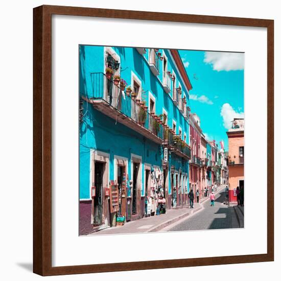 ¡Viva Mexico! Square Collection - Turquoise Street in Guanajuato-Philippe Hugonnard-Framed Photographic Print