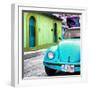 ¡Viva Mexico! Square Collection - Turquoise VW Beetle Car and Colorful House-Philippe Hugonnard-Framed Photographic Print