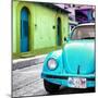 ¡Viva Mexico! Square Collection - Turquoise VW Beetle Car and Colorful House-Philippe Hugonnard-Mounted Photographic Print