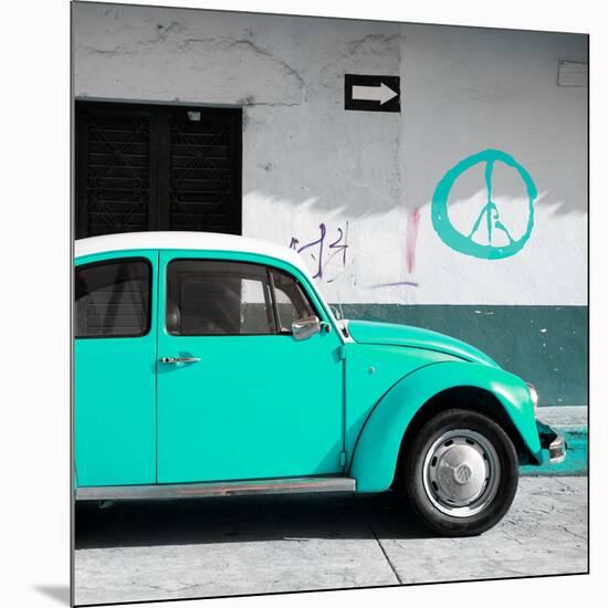 ¡Viva Mexico! Square Collection - Turquoise VW Beetle Car & Peace Symbol-Philippe Hugonnard-Mounted Photographic Print