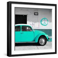 ¡Viva Mexico! Square Collection - Turquoise VW Beetle Car & Peace Symbol-Philippe Hugonnard-Framed Photographic Print