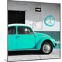 ¡Viva Mexico! Square Collection - Turquoise VW Beetle Car & Peace Symbol-Philippe Hugonnard-Mounted Photographic Print