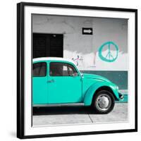 ¡Viva Mexico! Square Collection - Turquoise VW Beetle Car & Peace Symbol-Philippe Hugonnard-Framed Photographic Print