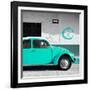 ¡Viva Mexico! Square Collection - Turquoise VW Beetle Car & Peace Symbol-Philippe Hugonnard-Framed Photographic Print