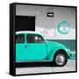 ¡Viva Mexico! Square Collection - Turquoise VW Beetle Car & Peace Symbol-Philippe Hugonnard-Framed Stretched Canvas