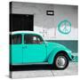 ¡Viva Mexico! Square Collection - Turquoise VW Beetle Car & Peace Symbol-Philippe Hugonnard-Stretched Canvas