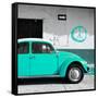 ¡Viva Mexico! Square Collection - Turquoise VW Beetle Car & Peace Symbol-Philippe Hugonnard-Framed Stretched Canvas