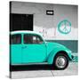 ¡Viva Mexico! Square Collection - Turquoise VW Beetle Car & Peace Symbol-Philippe Hugonnard-Stretched Canvas