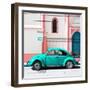 ¡Viva Mexico! Square Collection - Turquoise VW Beetle in San Cristobal-Philippe Hugonnard-Framed Photographic Print