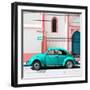 ¡Viva Mexico! Square Collection - Turquoise VW Beetle in San Cristobal-Philippe Hugonnard-Framed Photographic Print