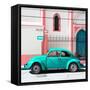 ¡Viva Mexico! Square Collection - Turquoise VW Beetle in San Cristobal-Philippe Hugonnard-Framed Stretched Canvas