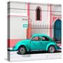 ¡Viva Mexico! Square Collection - Turquoise VW Beetle in San Cristobal-Philippe Hugonnard-Stretched Canvas