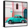 ¡Viva Mexico! Square Collection - Turquoise VW Beetle in San Cristobal-Philippe Hugonnard-Framed Stretched Canvas