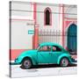 ¡Viva Mexico! Square Collection - Turquoise VW Beetle in San Cristobal-Philippe Hugonnard-Stretched Canvas