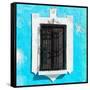 ¡Viva Mexico! Square Collection - Turquoise Wall & Black Window-Philippe Hugonnard-Framed Stretched Canvas