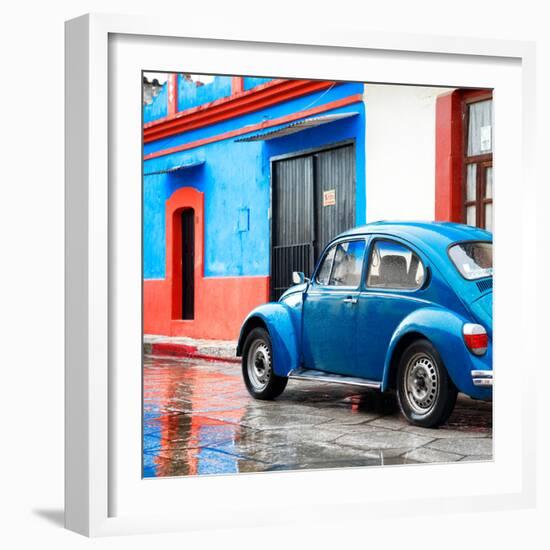 ¡Viva Mexico! Square Collection - VW Beetle and Blue Wall-Philippe Hugonnard-Framed Photographic Print