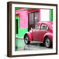 ¡Viva Mexico! Square Collection - VW Beetle and Pink Wall II-Philippe Hugonnard-Framed Photographic Print