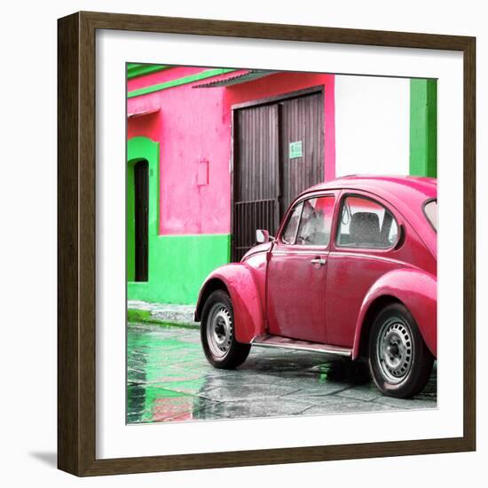 ¡Viva Mexico! Square Collection - VW Beetle and Pink Wall II-Philippe Hugonnard-Framed Photographic Print