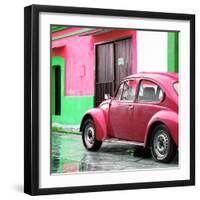 ¡Viva Mexico! Square Collection - VW Beetle and Pink Wall II-Philippe Hugonnard-Framed Photographic Print