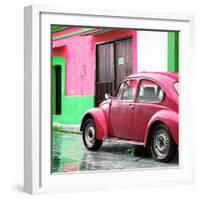 ¡Viva Mexico! Square Collection - VW Beetle and Pink Wall II-Philippe Hugonnard-Framed Photographic Print
