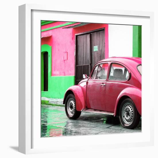 ¡Viva Mexico! Square Collection - VW Beetle and Pink Wall II-Philippe Hugonnard-Framed Photographic Print