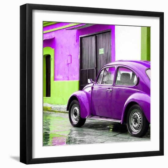 ¡Viva Mexico! Square Collection - VW Beetle and Purple Wall II-Philippe Hugonnard-Framed Photographic Print