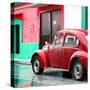 ¡Viva Mexico! Square Collection - VW Beetle and Red Wall II-Philippe Hugonnard-Stretched Canvas