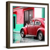 ¡Viva Mexico! Square Collection - VW Beetle and Red Wall II-Philippe Hugonnard-Framed Photographic Print