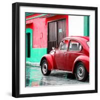 ¡Viva Mexico! Square Collection - VW Beetle and Red Wall II-Philippe Hugonnard-Framed Photographic Print