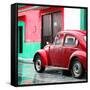 ¡Viva Mexico! Square Collection - VW Beetle and Red Wall II-Philippe Hugonnard-Framed Stretched Canvas