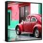 ¡Viva Mexico! Square Collection - VW Beetle and Red Wall II-Philippe Hugonnard-Framed Stretched Canvas